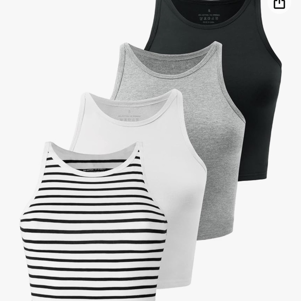 High neck crop tops-set of 4